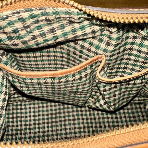 Ghurka Plaid Shoulder Bag. Brown and Tan with Gold Hardware. Luxury Leat… - Picture 5 of 11